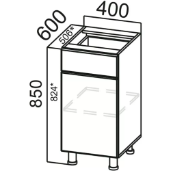 КОРПУС Стол 400 1я1дв — белый