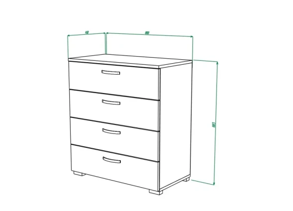 Comodă 4 sertar ML-2 (sistem modular №1 Comodă) — Kraft alb