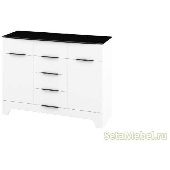 VERONA MN-128-04 Comodă — alb lucios / negru mat