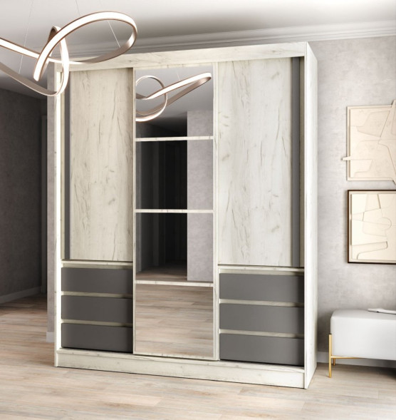 NEW Dulap kupe NAYS 3D (180) — stejar auriu / alb